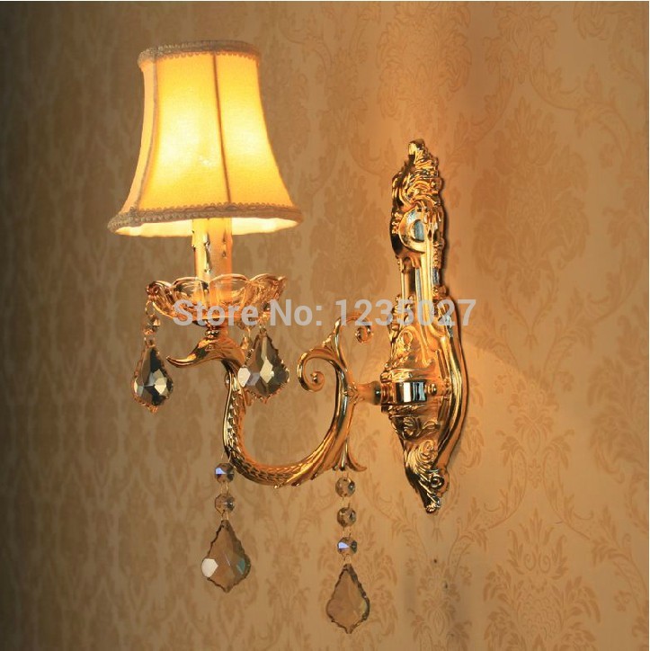 gold and silver style alloy single side e14 candle bulb wall mounted indoor crystal wall lamps lighting