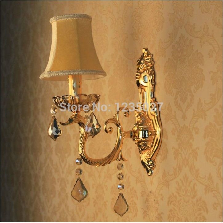 gold and silver style alloy single side e14 candle bulb wall mounted indoor crystal wall lamps lighting