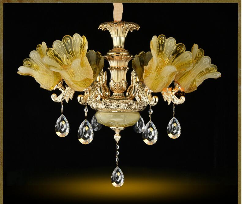 gold zinc alloy simulated jade led crystal chandeliers lighting fixtures cristal chandeliers ac guaranteed