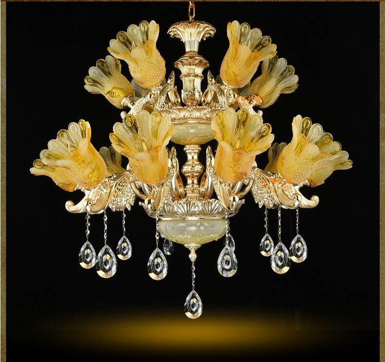 gold zinc alloy simulated jade led crystal chandeliers lighting fixtures cristal chandeliers ac guaranteed