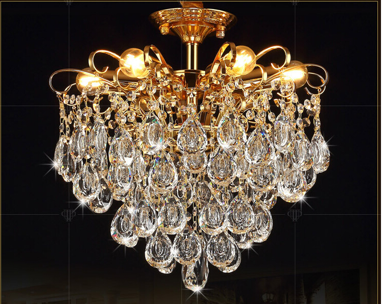 golden and chrome ac100-240v romantic chandelier pendant lamp k9 golden crystal penadnt lamp guaranteed