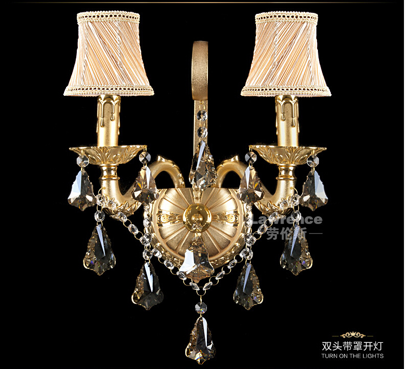 golden and silver crystal 2l wall lamp decoration wall sconce el room k9 crystal wall lamp ac guaranteed