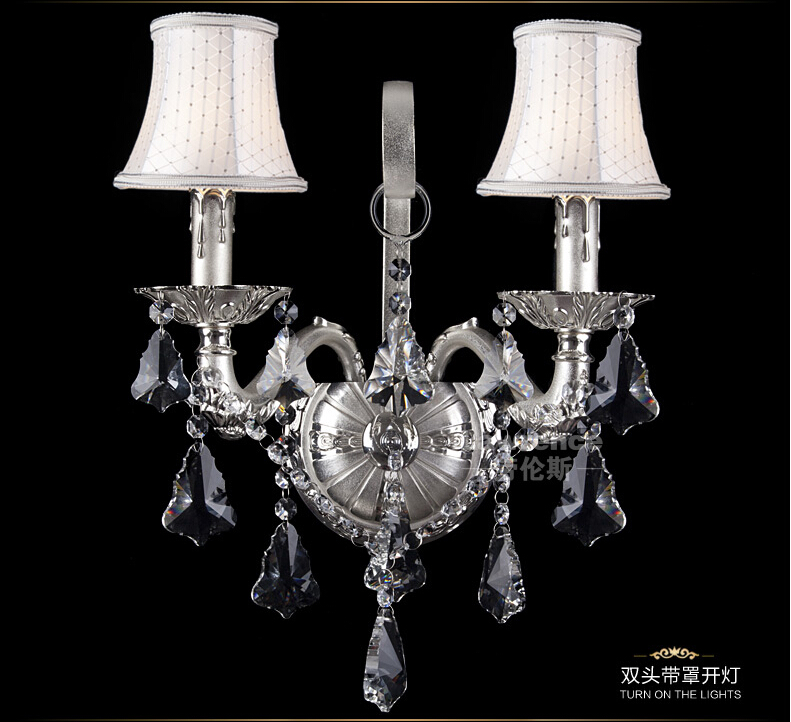 golden and silver crystal 2l wall lamp decoration wall sconce el room k9 crystal wall lamp ac guaranteed