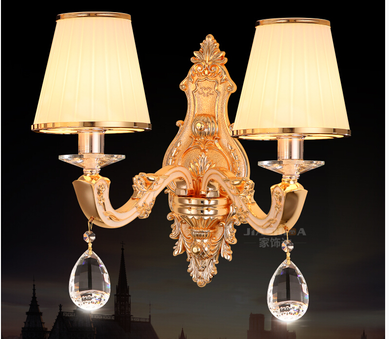 golden color crystal wall lamp 1w and 2w wall sconces light crystal wall bracket lighting shades included