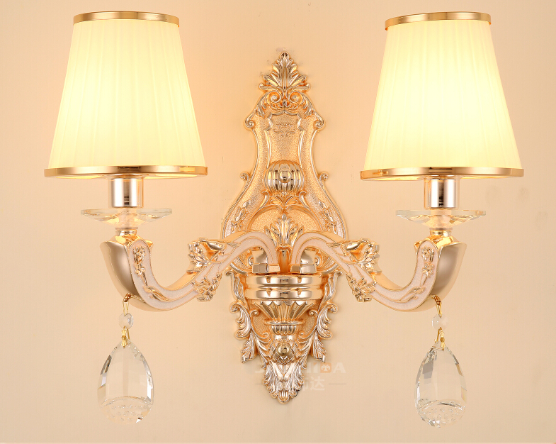 golden color crystal wall lamp 1w and 2w wall sconces light crystal wall bracket lighting shades included