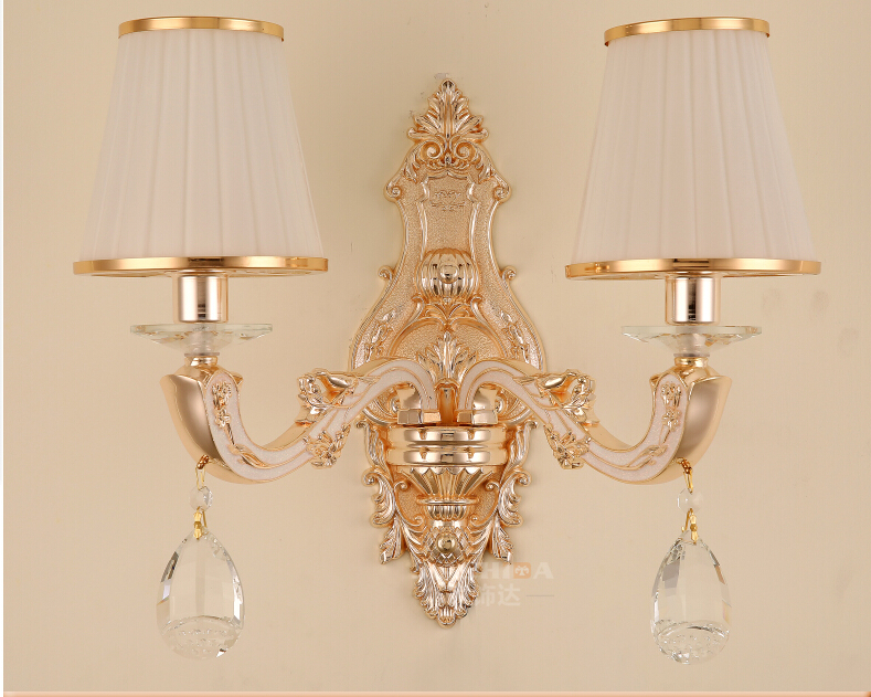 golden color crystal wall lamp 1w and 2w wall sconces light crystal wall bracket lighting shades included