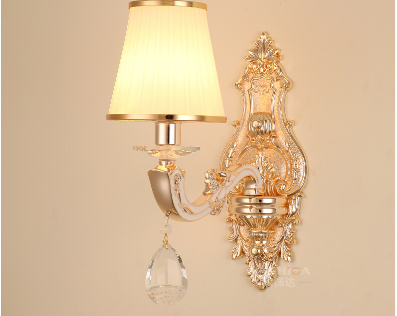 golden color crystal wall lamp 1w and 2w wall sconces light crystal wall bracket lighting shades included