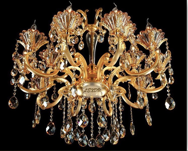 golden european-style luxury crystal chandelier lamp zinc alloy chandeliers for home el decoration chandelier