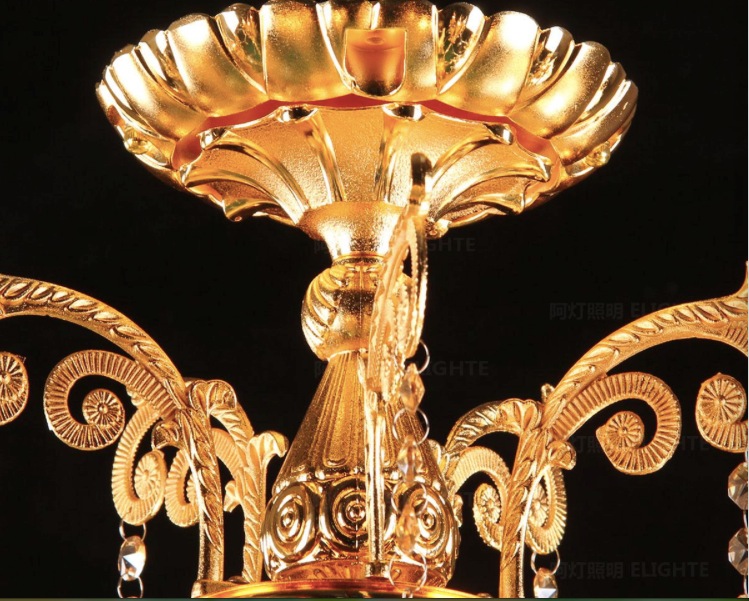 golden finished zinc alloy crystal chandelier lingting luxurious brass crystal lamp lustre suspension light l8 d700mm h680mm