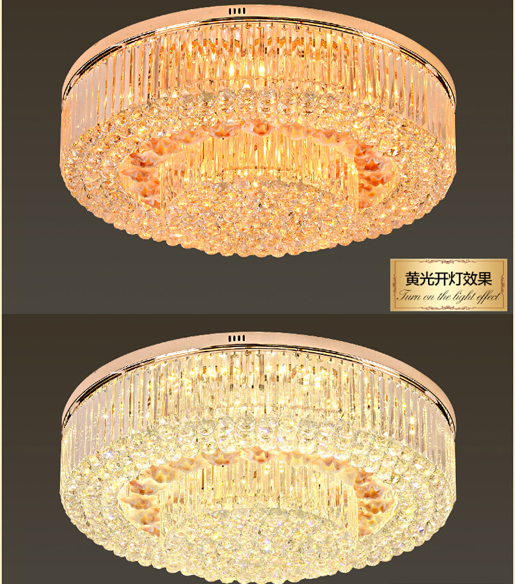 golden round crystal ceiling lamp led lustres de cristal chandelier lighting for foyer lamparas de techo home