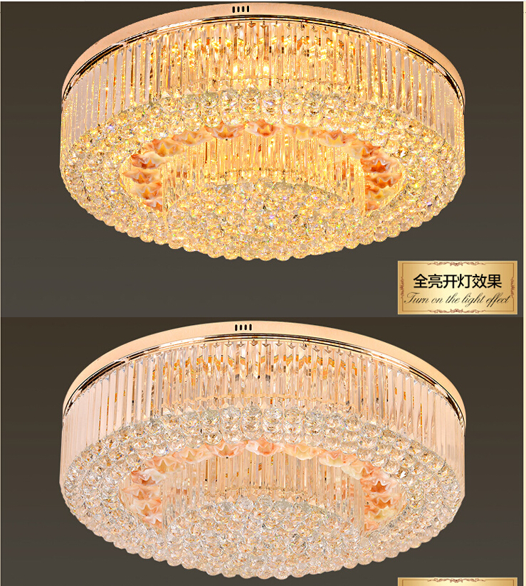 golden round crystal ceiling lamp led lustres de cristal chandelier lighting for foyer lamparas de techo home