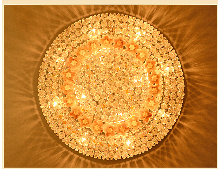 golden round crystal ceiling lamp led lustres de cristal chandelier lighting for foyer lamparas de techo home