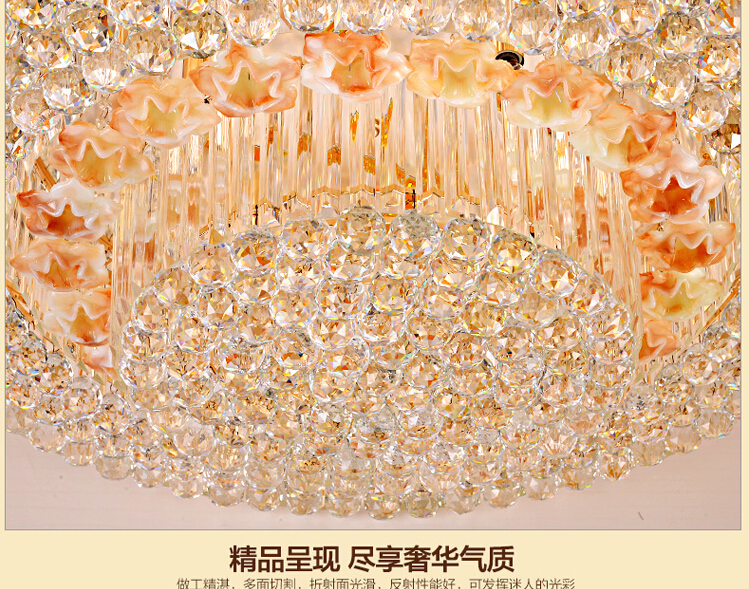 golden round crystal ceiling lamp led lustres de cristal chandelier lighting for foyer lamparas de techo home