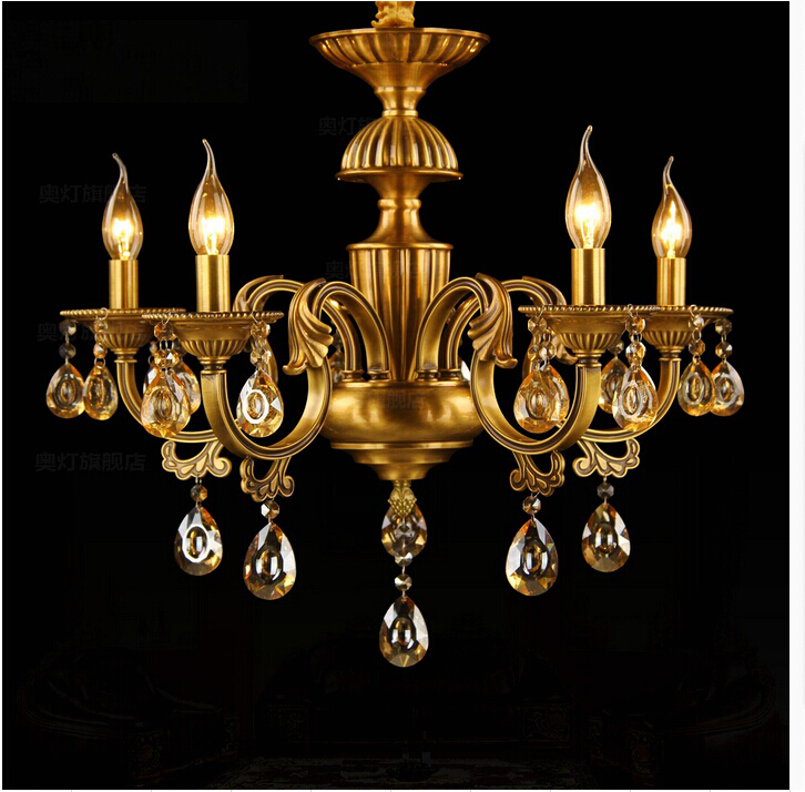 indoor decoration modern brass chandeliers with k9 crystals e14 led 6 lights for living room ac guaranteed