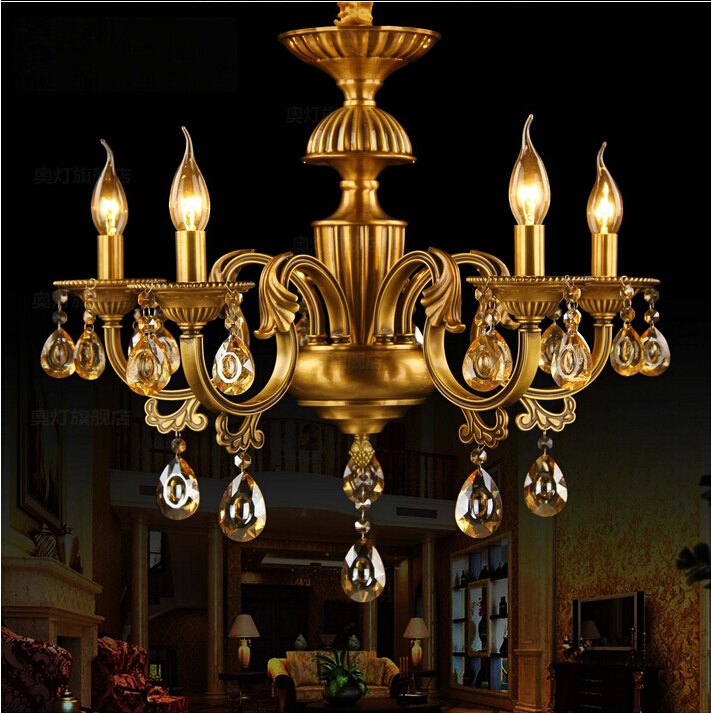 indoor decoration modern brass chandeliers with k9 crystals e14 led 6 lights for living room ac guaranteed