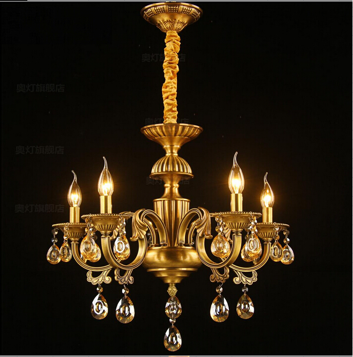 indoor decoration modern brass chandeliers with k9 crystals e14 led 6 lights for living room ac guaranteed