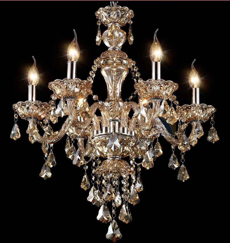 k9 crystal chandeliers 6lights d600mm h600mm crystal chandelier champagne finishing