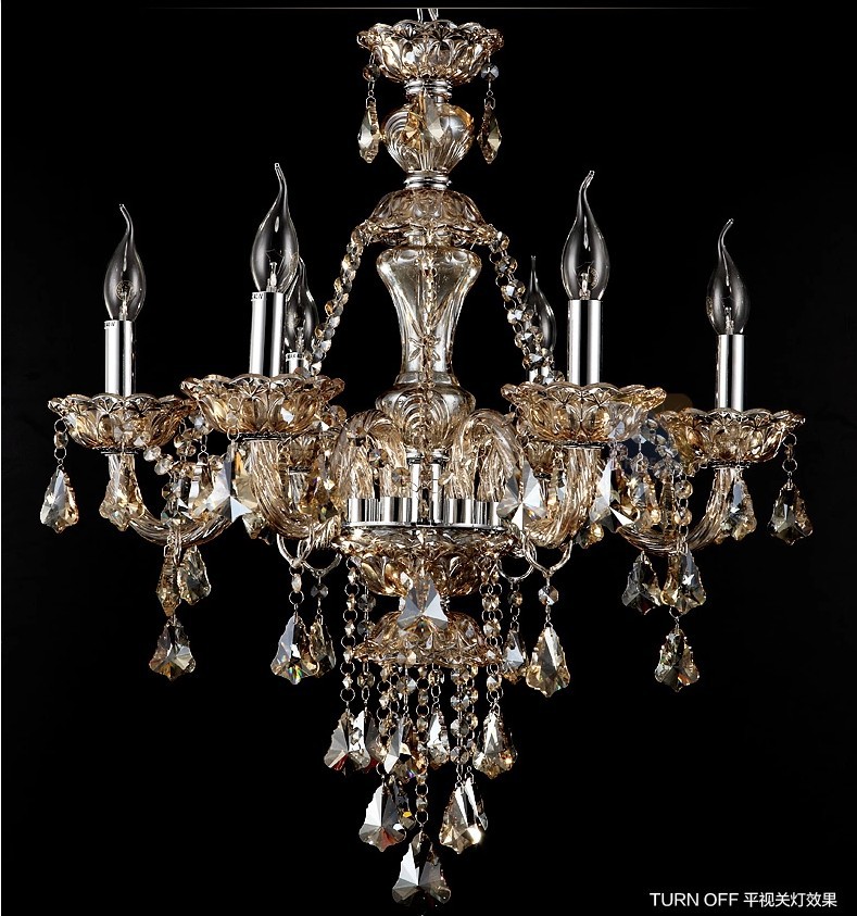 k9 crystal chandeliers 6lights d600mm h600mm crystal chandelier champagne finishing