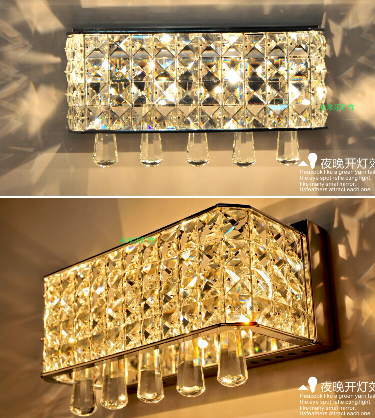 l290mm w190mm led crystal wall lamp wall sconce bedside living room wall light with k9 crystal guaranteed + !