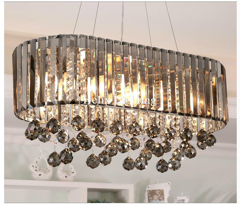 l600mm w250mm luxury north european top k9 smokey crystal chandelier light el hall living room dining room ac 110-240v