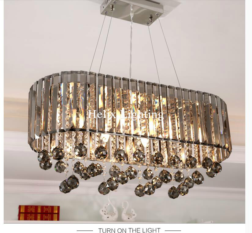 l600mm w250mm luxury north european top k9 smokey crystal chandelier light el hall living room dining room ac 110-240v