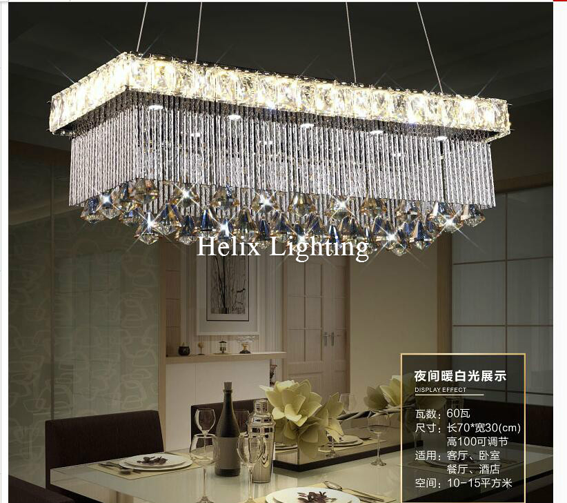 l700mm w300mm led luxury modern european top k9 champagne crystal pendant light el hall living room dining room ac 110-240v