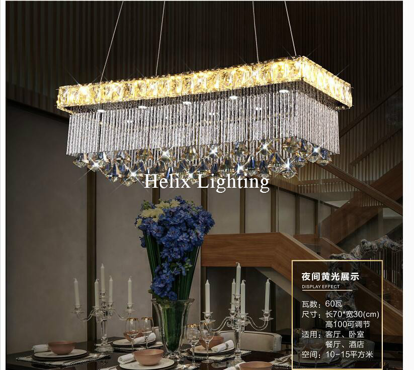 l700mm w300mm led luxury modern european top k9 champagne crystal pendant light el hall living room dining room ac 110-240v