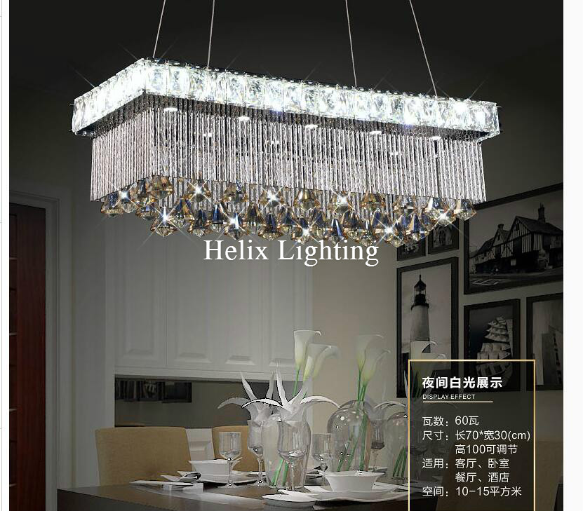 l700mm w300mm led luxury modern european top k9 champagne crystal pendant light el hall living room dining room ac 110-240v