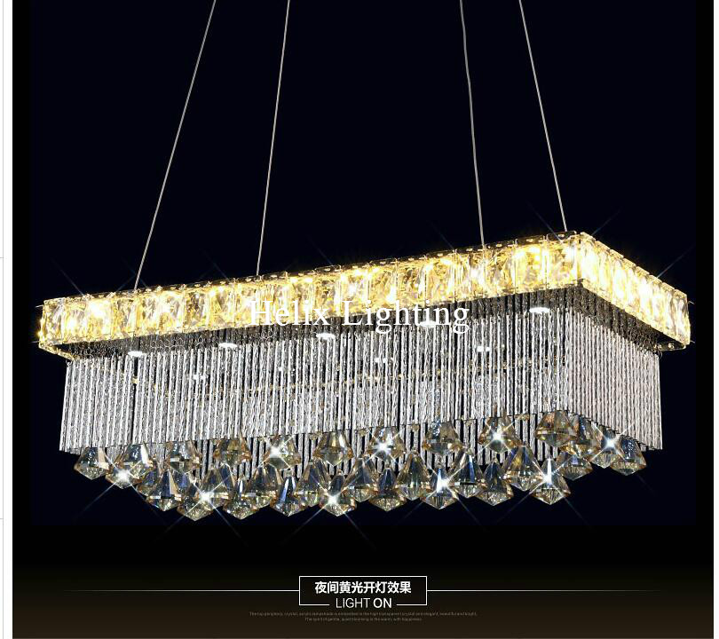 l700mm w300mm led luxury modern european top k9 champagne crystal pendant light el hall living room dining room ac 110-240v