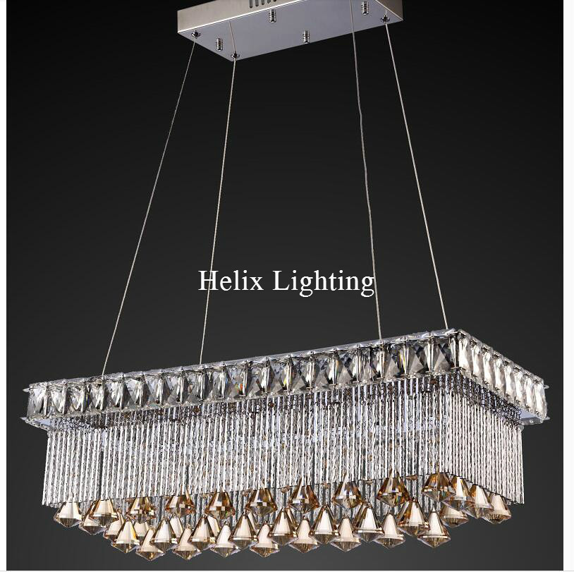 l700mm w300mm led luxury modern european top k9 champagne crystal pendant light el hall living room dining room ac 110-240v