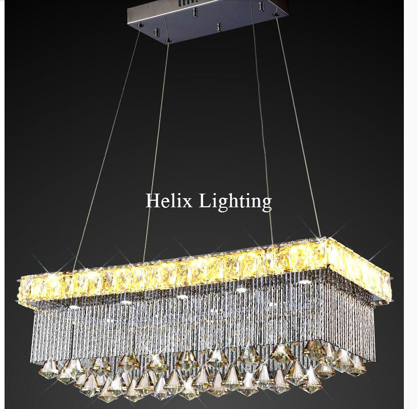 l700mm w300mm led luxury modern european top k9 champagne crystal pendant light el hall living room dining room ac 110-240v