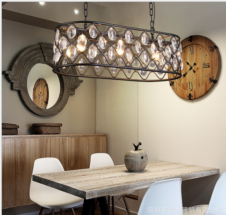 l780mm w33mm led k9 transparent kitchen pendant light coffee shop bar light lustres crystal pendant lamp lighting