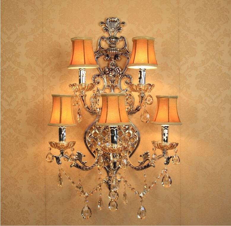 large crystal wall lamps 5 light antique silver vintage wall sconce light crystal wall bracket bra bed lighting