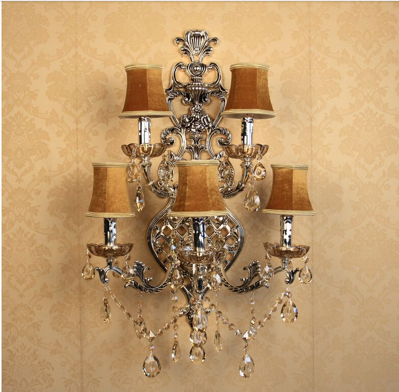 large crystal wall lamps 5 light antique silver vintage wall sconce light crystal wall bracket bra bed lighting