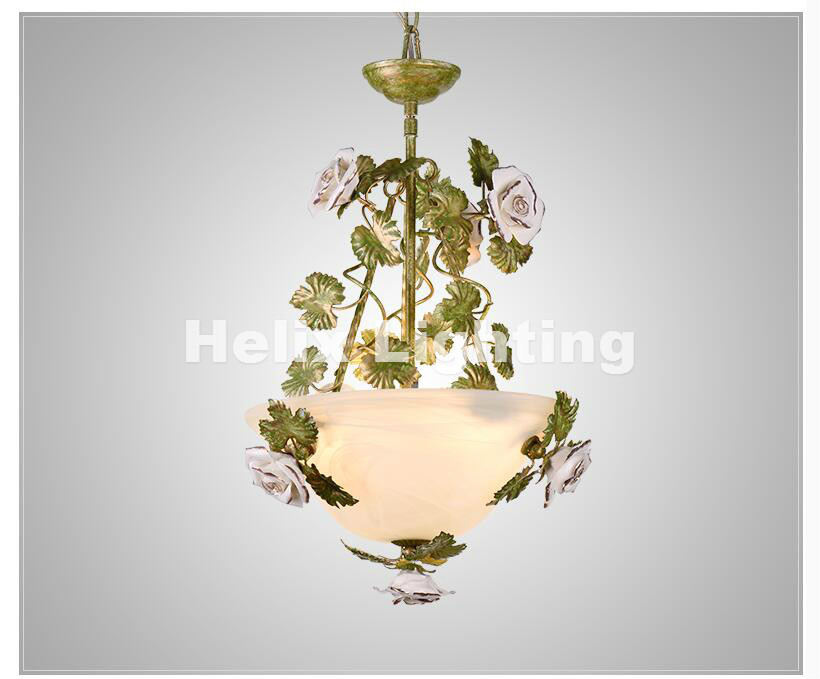 led floral pedant lights rose flowers color lampshade chandeliers led e14 lustres de cristal pendant lamp bedroom