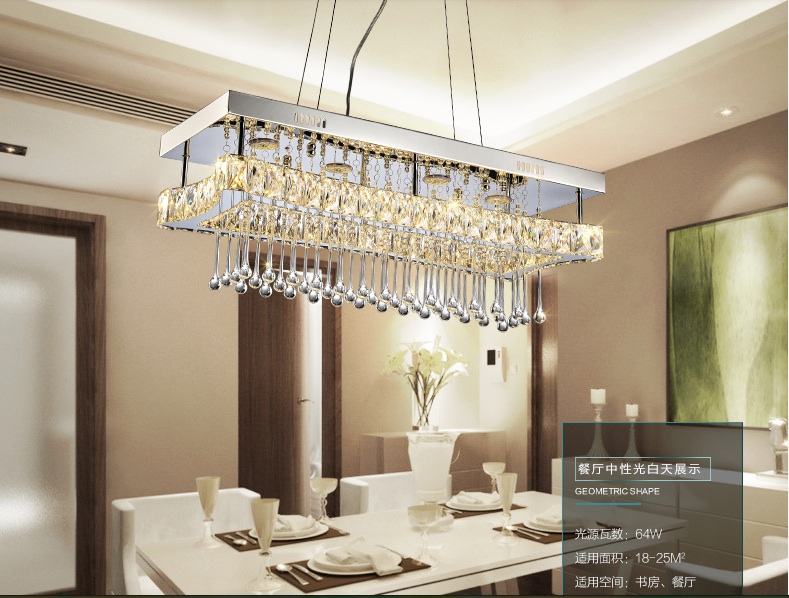 led k9 crystal lamp creative restaurant cord pendant contemporary l700w260h600mm pendant 110-240v ac