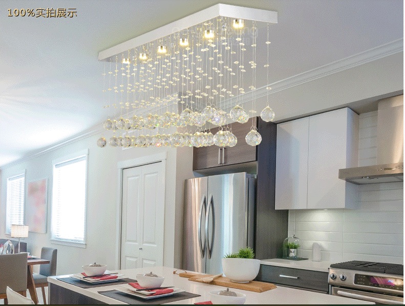 led pendant light living room hall crystal pendant lamp rectangle entrance lights 600*200mm 12w guaranteed