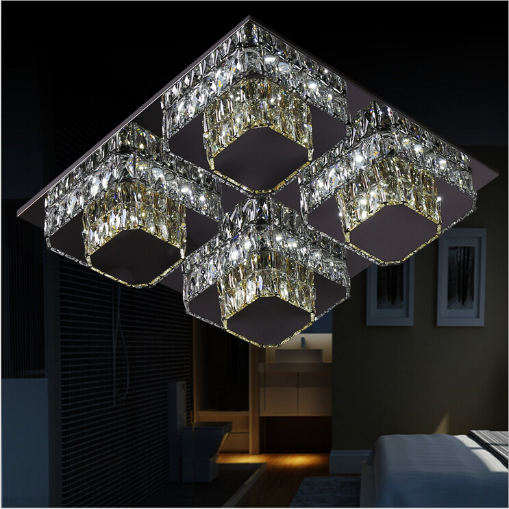 led stainless steel crystal design modern clear crystal led ceiling light home living room bedroom led ceiling lamps fashion