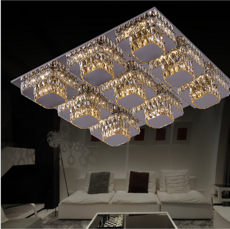 led stainless steel crystal design modern clear crystal led ceiling light home living room bedroom led ceiling lamps fashion