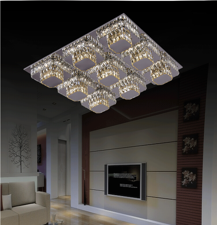 led stainless steel crystal design modern clear crystal led ceiling light home living room bedroom led ceiling lamps fashion