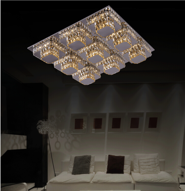 led stainless steel crystal design modern clear crystal led ceiling light home living room bedroom led ceiling lamps fashion