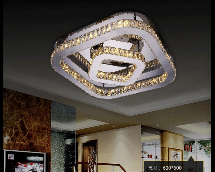 luxury led modern crystal ceiling lamp for living room diameter square crystal lighting fixture guaranteed