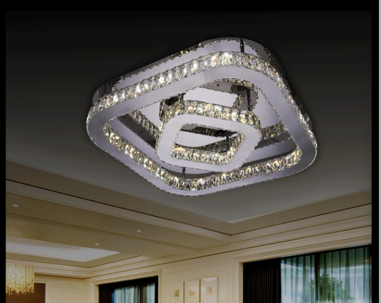 luxury led modern crystal ceiling lamp for living room diameter square crystal lighting fixture guaranteed