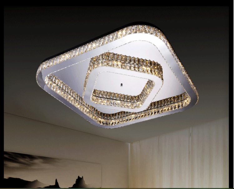 luxury led modern crystal ceiling lamp for living room diameter square crystal lighting fixture guaranteed