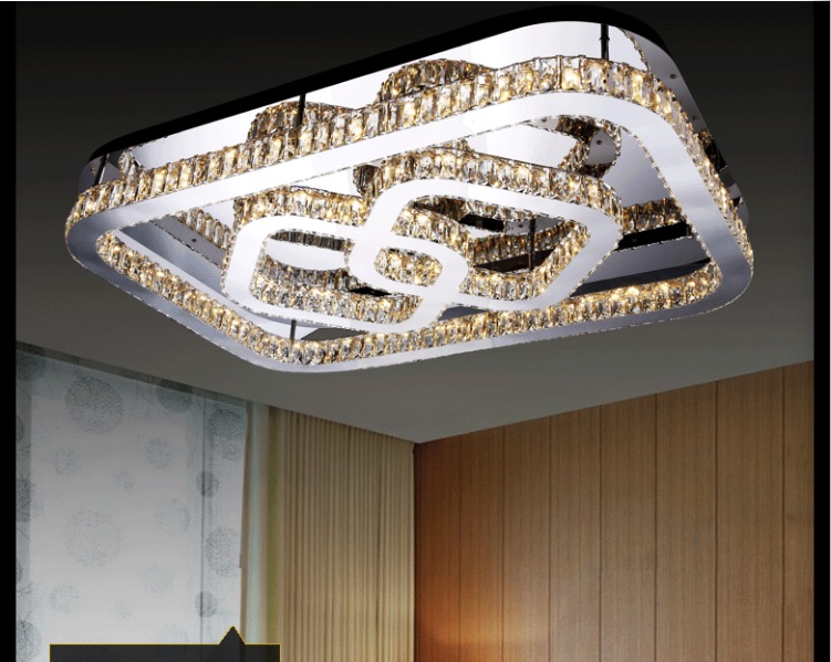 luxury led modern crystal ceiling lamp for living room diameter square crystal lighting fixture guaranteed