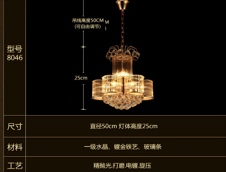 luxury modern k9 crystal chandelier for living room restaurant store ac 110-240v with bulbs d500mm