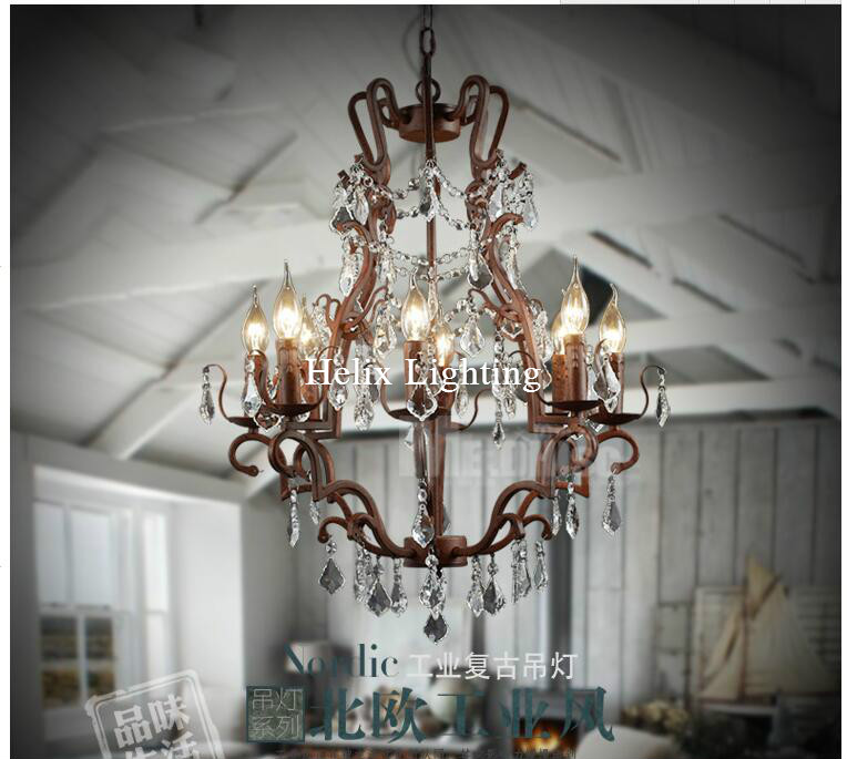 luxury vintage crystal chandelier loft e14 led pendant lamp suspension luminaire for dining room home decorations