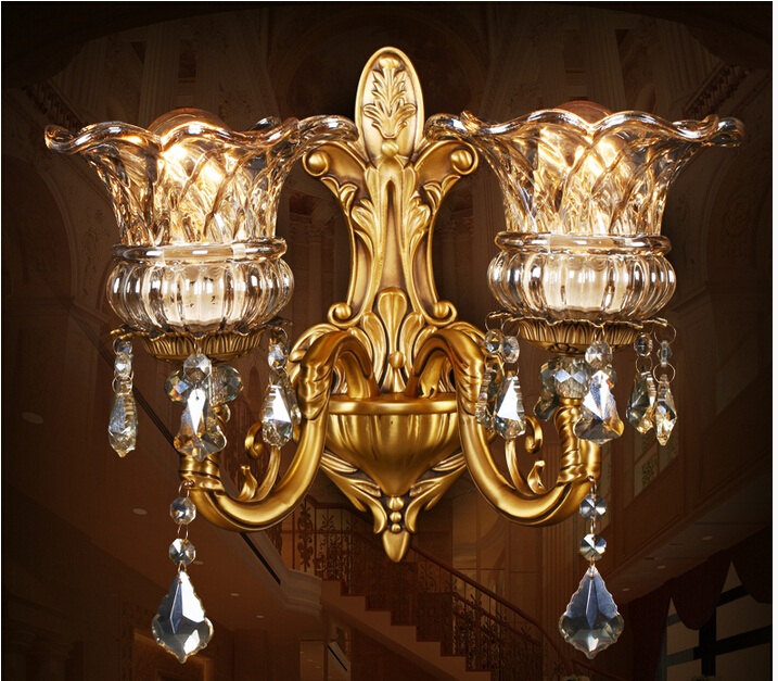 luxury wall sconce lighting european-style wall lights brass color wall lamp crystal lamp wall lamp