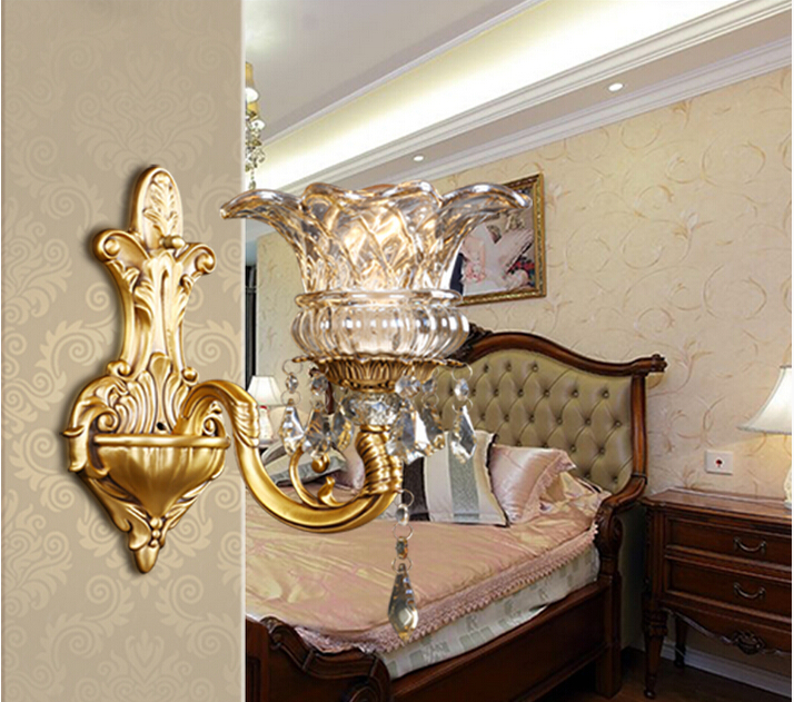 luxury wall sconce lighting european-style wall lights brass color wall lamp crystal lamp wall lamp