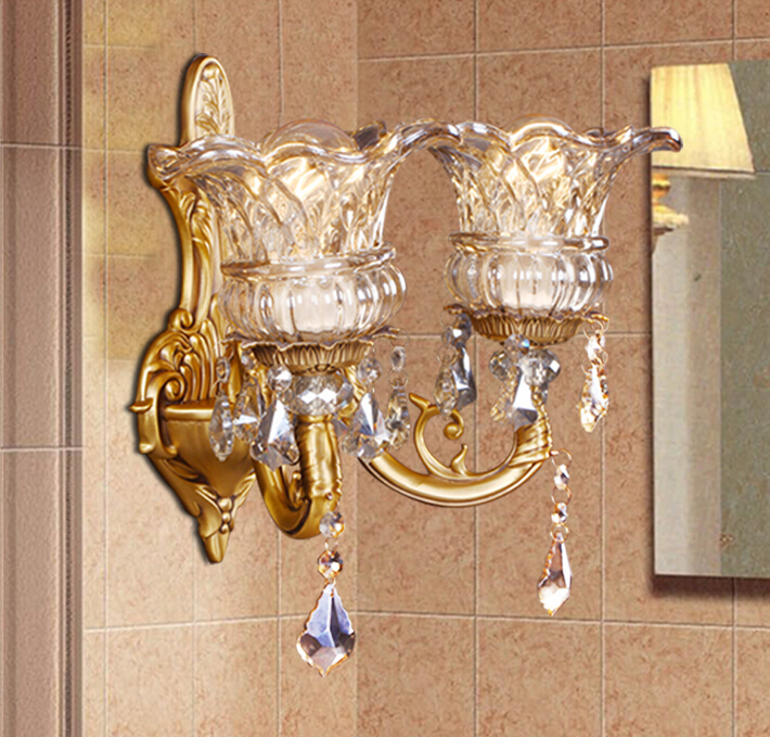 luxury wall sconce lighting european-style wall lights brass color wall lamp crystal lamp wall lamp